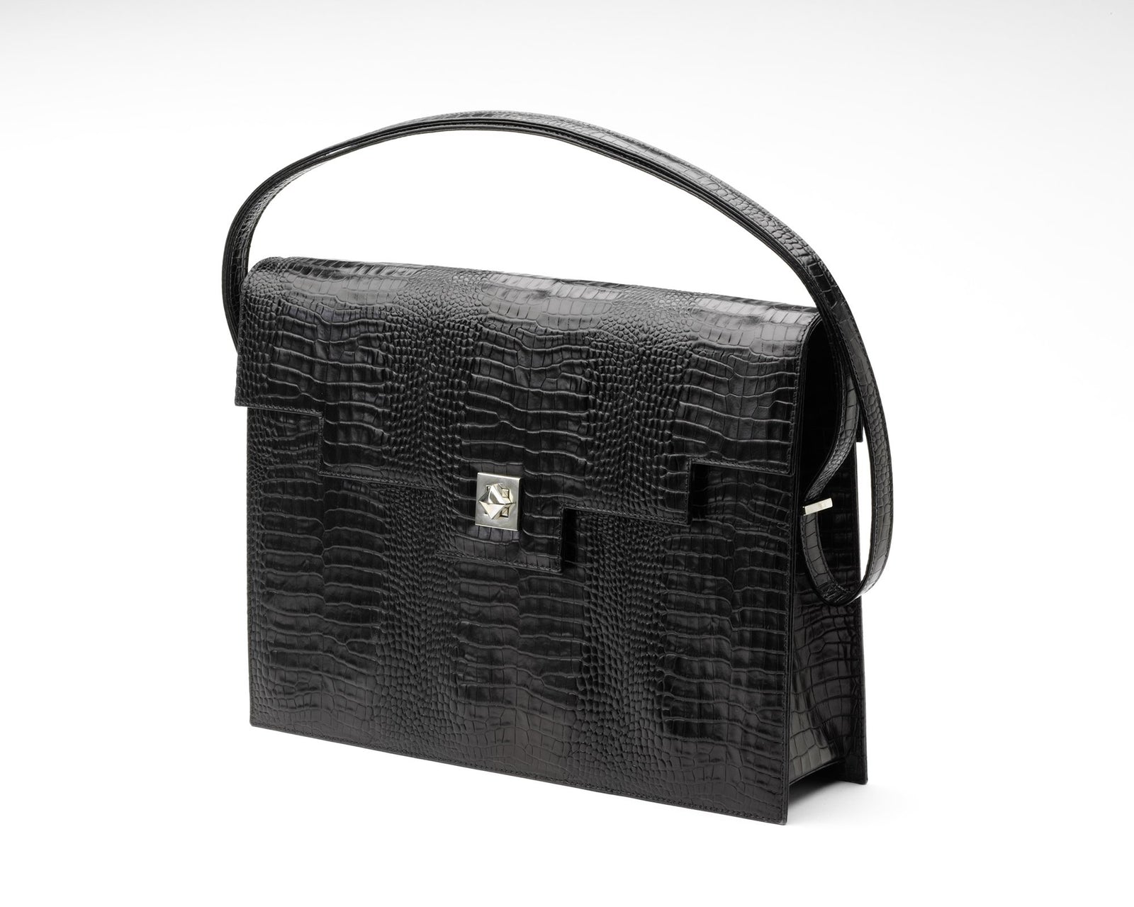 Quoin Briefcase - Black Croc