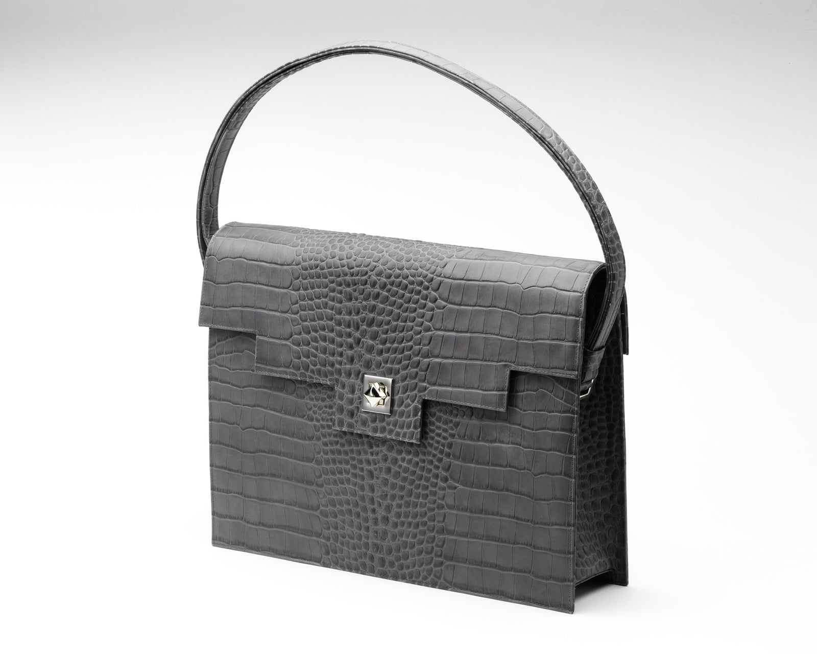 Quoin Briefcase - Grey Croc