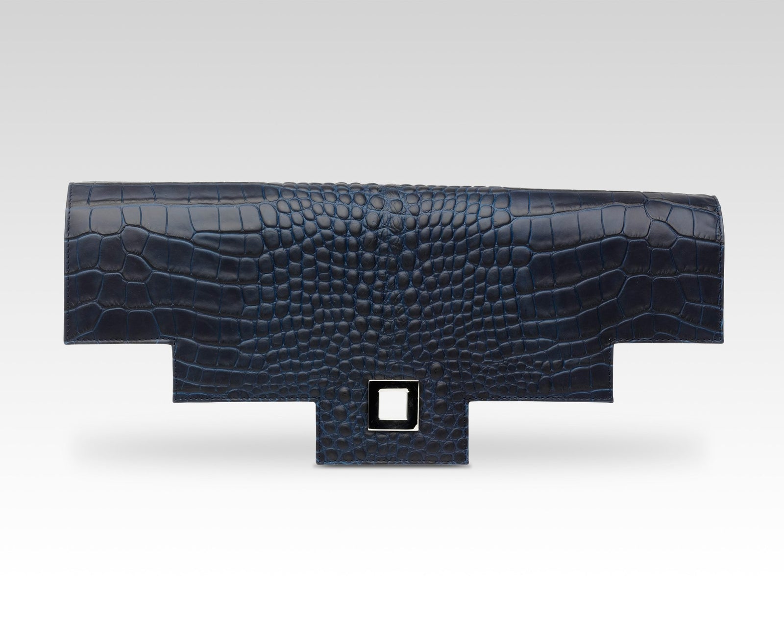 Quoin Briefcase Flap in Navy Croc